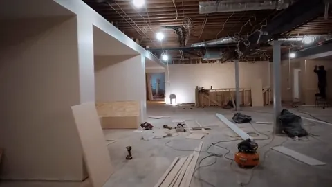 Inside the church project: framed and sheathed interior walls