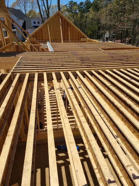 Floor joists framed on a new home